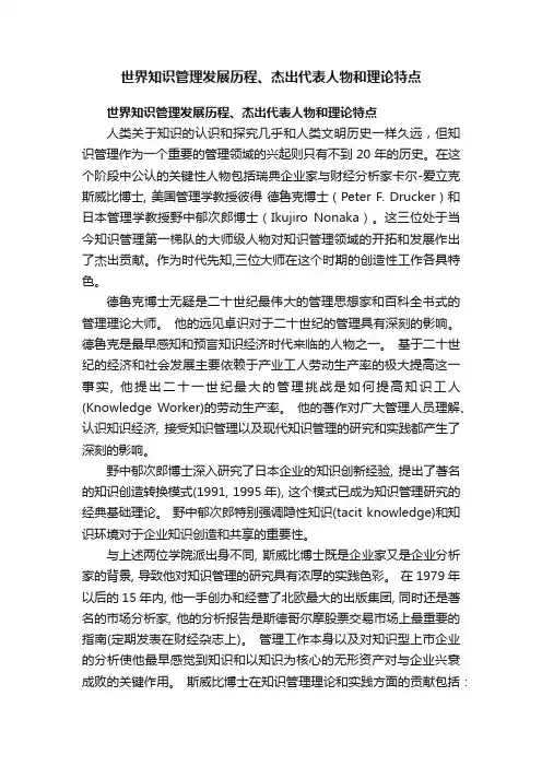 世界知识管理发展历程、杰出代表人物和理论特点