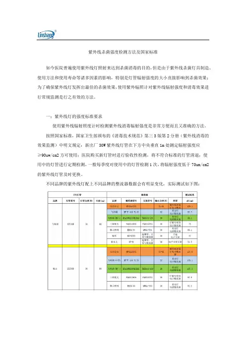 国家标准规定紫外线杀菌强度要求