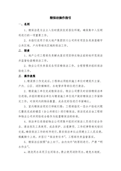 精保洁操作指引