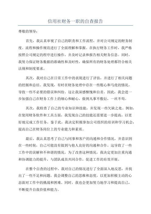 信用社财务一职的自查报告
