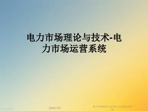 电力市场理论与技术电力市场运营系统