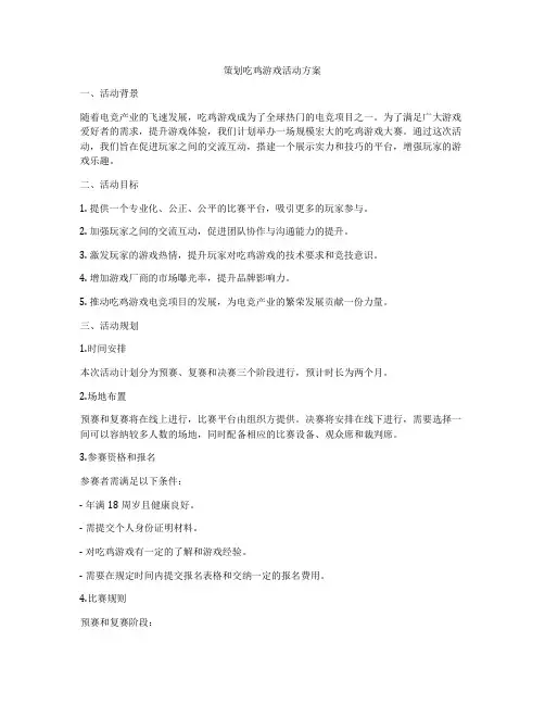策划吃鸡游戏活动方案