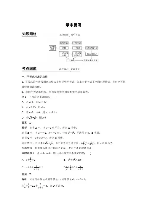 高中数学二次函数与一元二次方程、不等式 章末复习