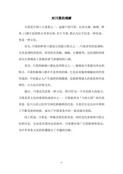 对川菜的理解