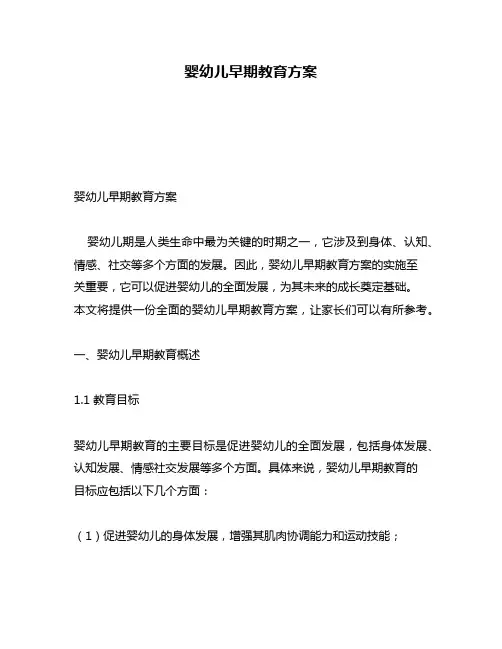 婴幼儿早期教育方案