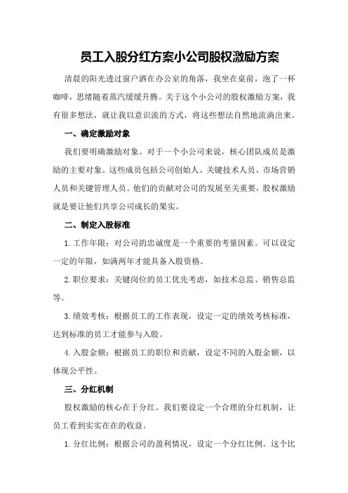 员工入股分红方案小公司股权激励方案