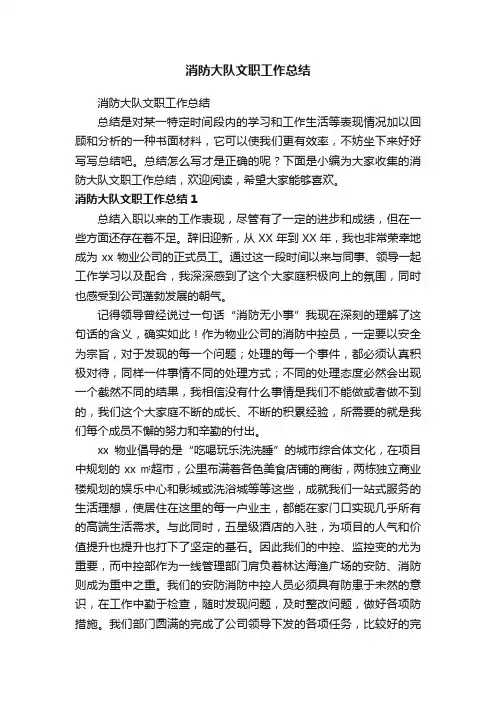 消防大队文职工作总结