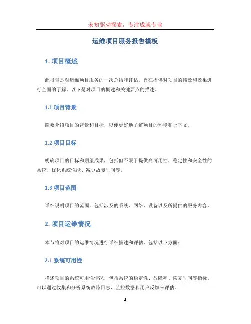运维项目服务报告模板