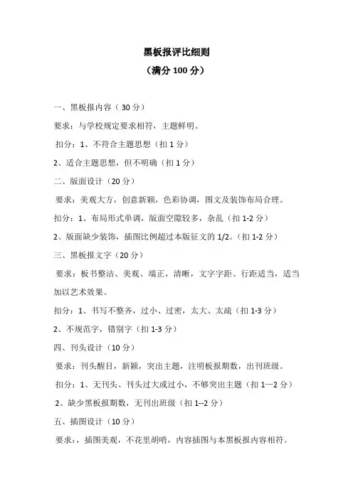 黑板报评比细则