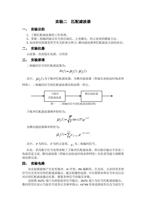 电子信息工程综合实验_匹配滤波器