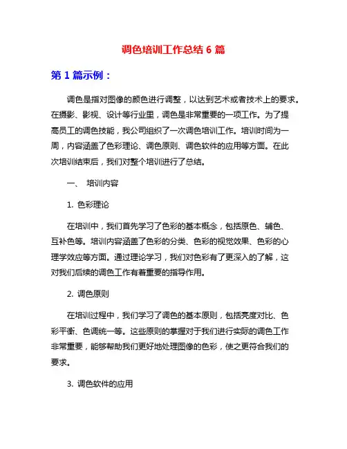 调色培训工作总结6篇