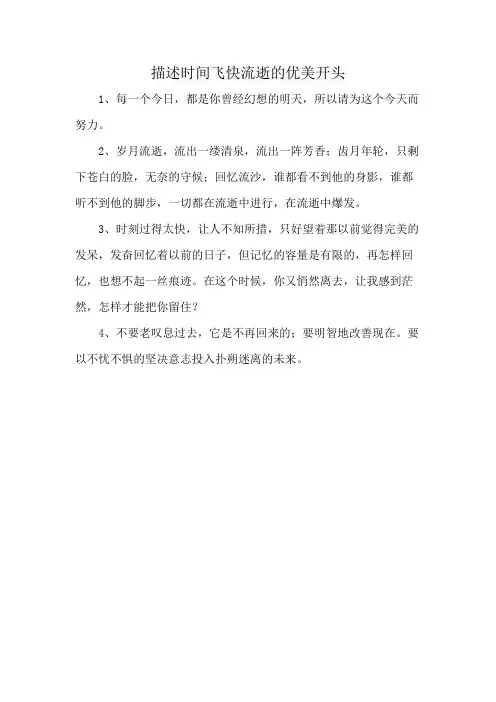 描述时间飞快流逝的优美开头