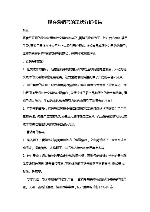 现在营销号的现状分析报告
