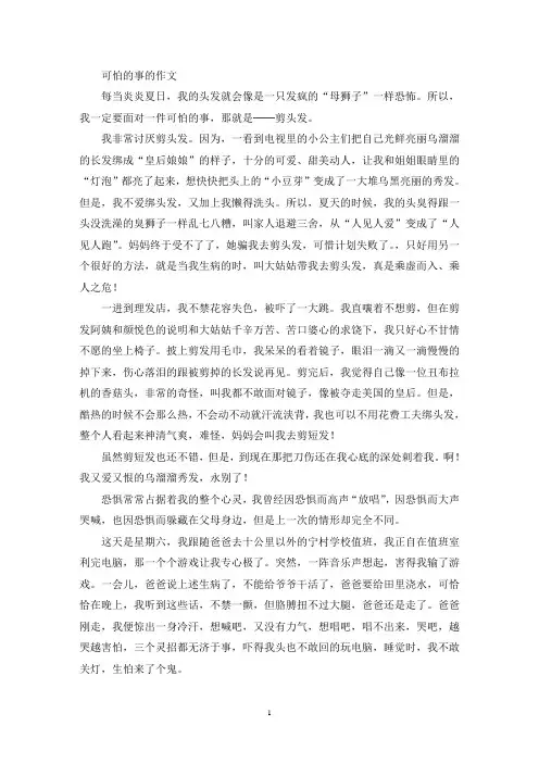 可怕的事的作文(精选)