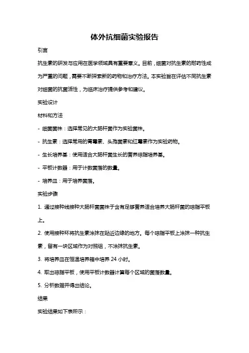 体外抗细菌实验报告