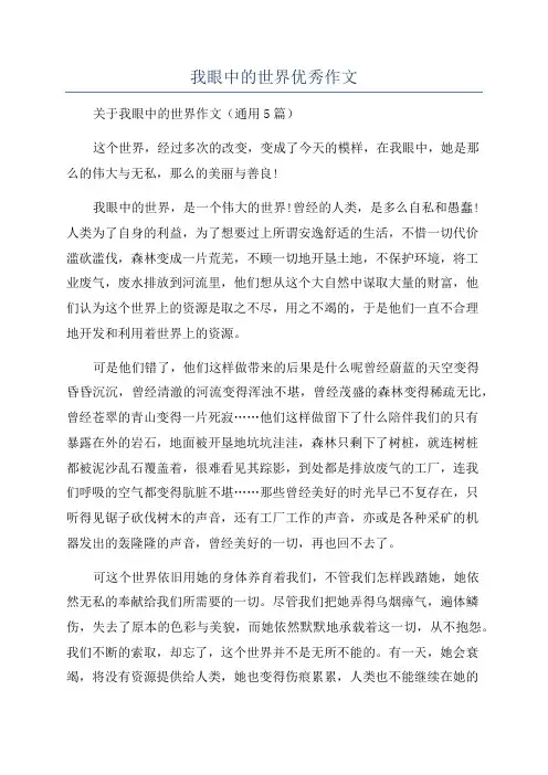 我眼中的世界优秀作文