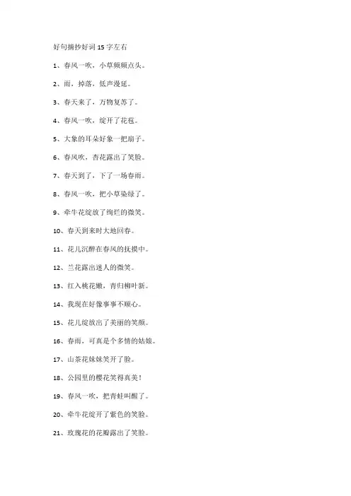 好句摘抄好词15字左右