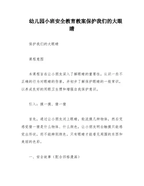 幼儿园小班安全教育教案保护我们的大眼睛
