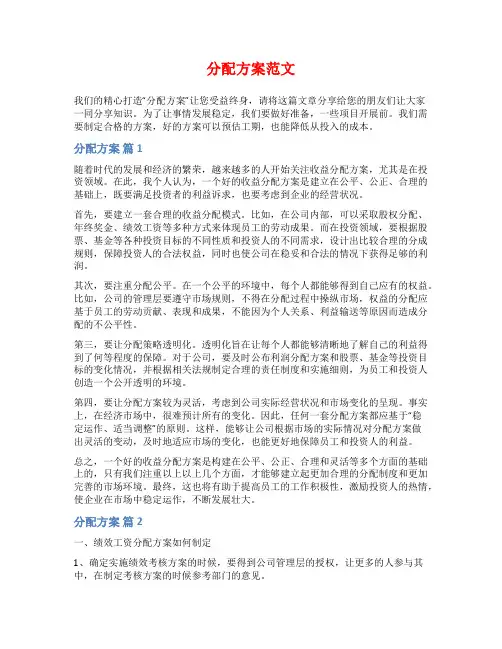 分配方案范文范文