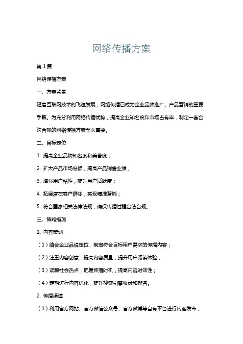 网络传播方案