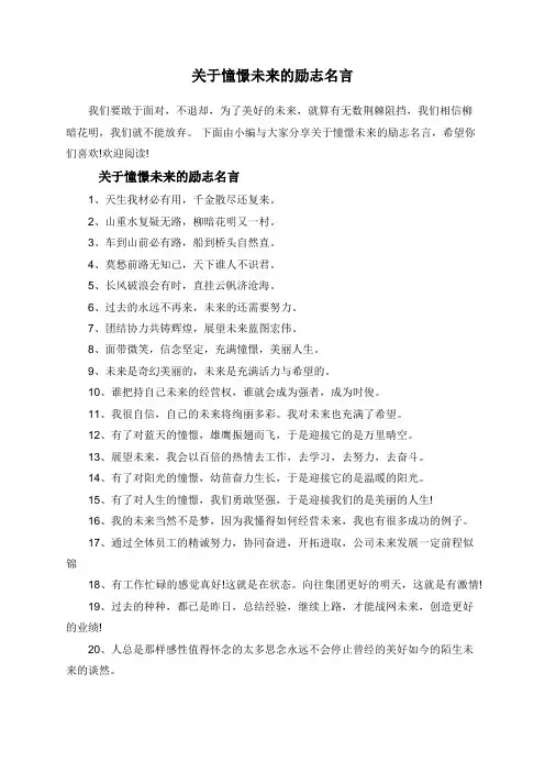 关于憧憬未来的励志名言