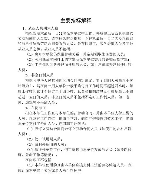 统计劳动工资年报表指标解释
