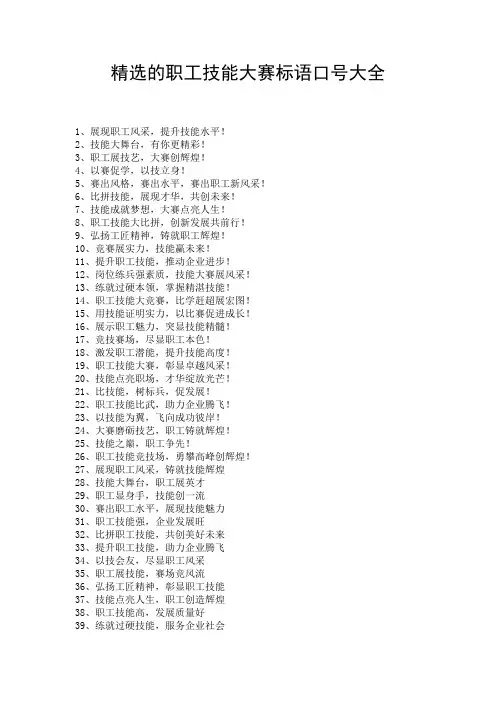 精选的职工技能大赛标语口号大全