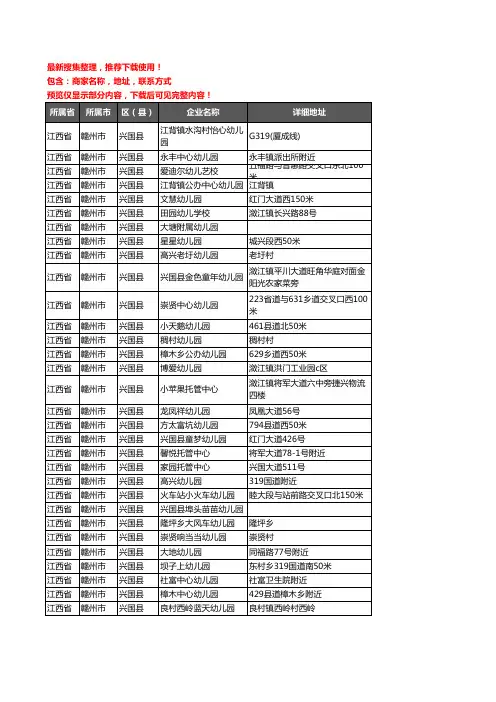 新版江西省赣州市兴国县幼儿园企业公司商家户名录单联系方式地址大全138家