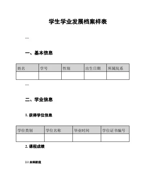 学生学业发展档案样表