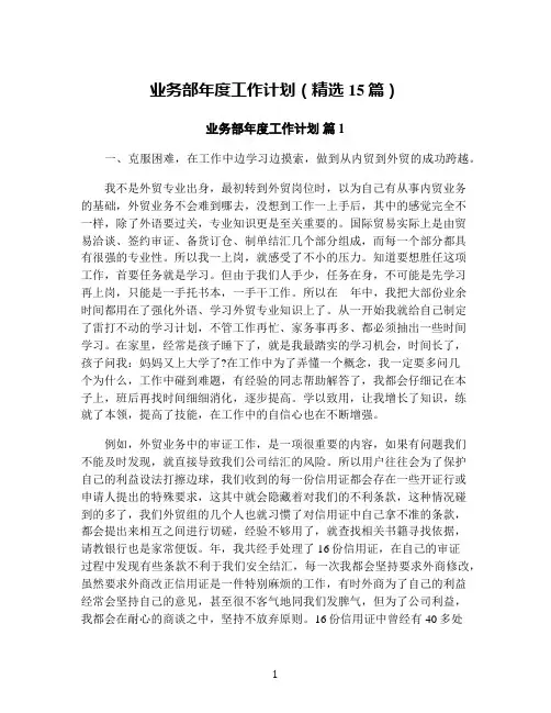 业务部年度工作计划(精选15篇)