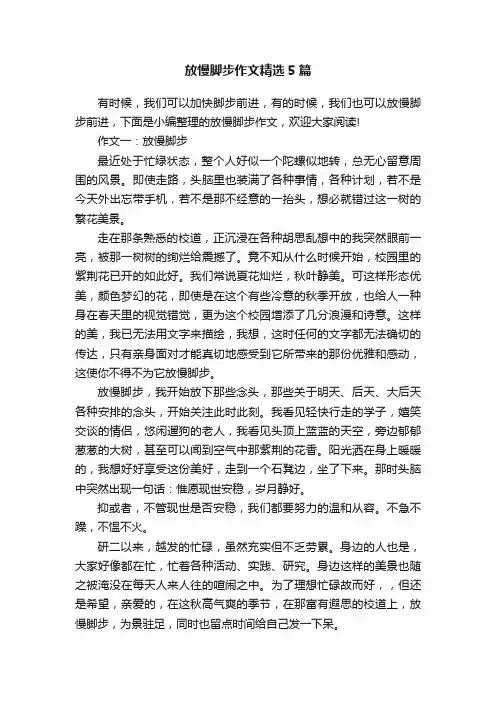 放慢脚步作文精选5篇