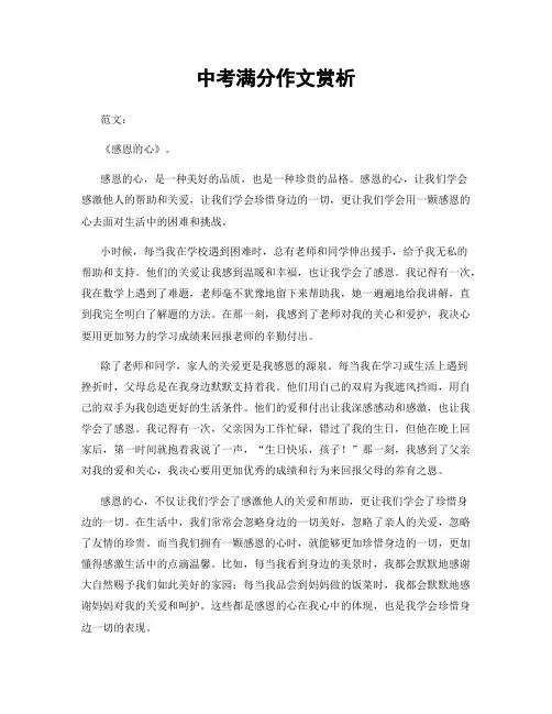 中考满分作文赏析
