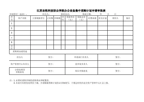 采购计划申请审批表