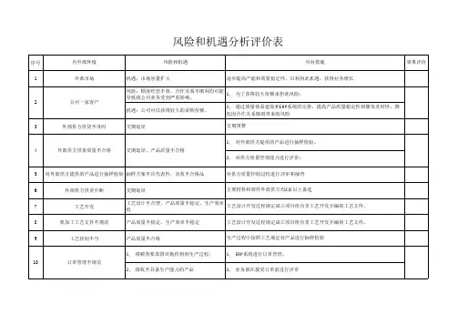 风险和机遇分析评价表