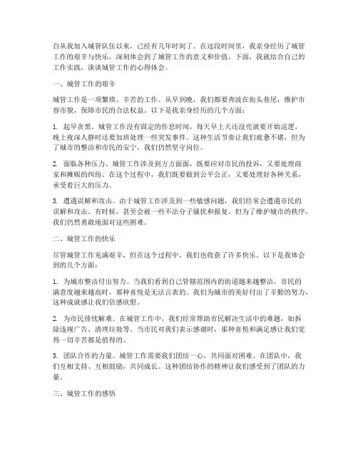 城管工作心得体会作文