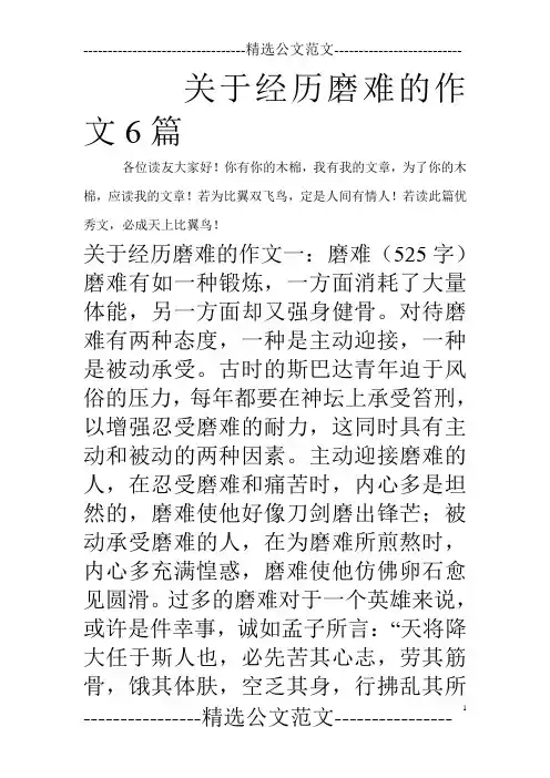 关于经历磨难的作文6篇