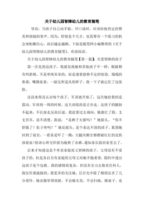 最新关于幼儿园智障幼儿的教育随笔