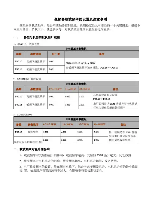 变频器载波频率的设置及注意事项