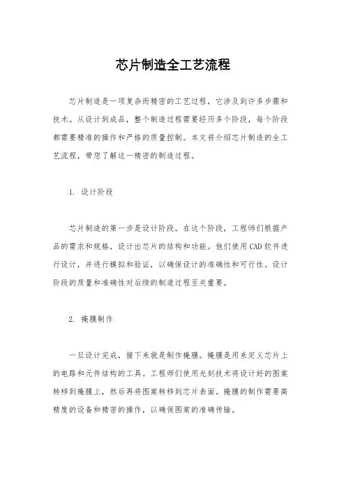 芯片制造全工艺流程