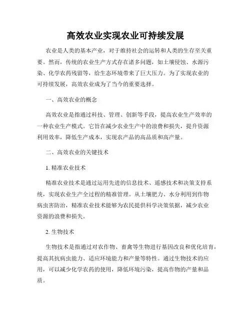 高效农业实现农业可持续发展