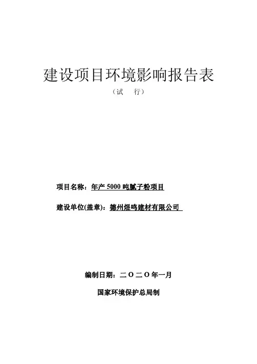 年产5000吨腻子粉环评报告表