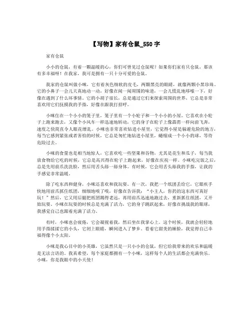 【写物】家有仓鼠_550字
