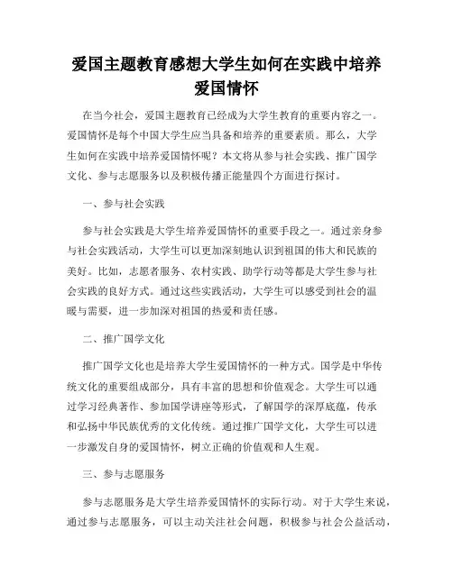 爱国主题教育感想大学生如何在实践中培养爱国情怀