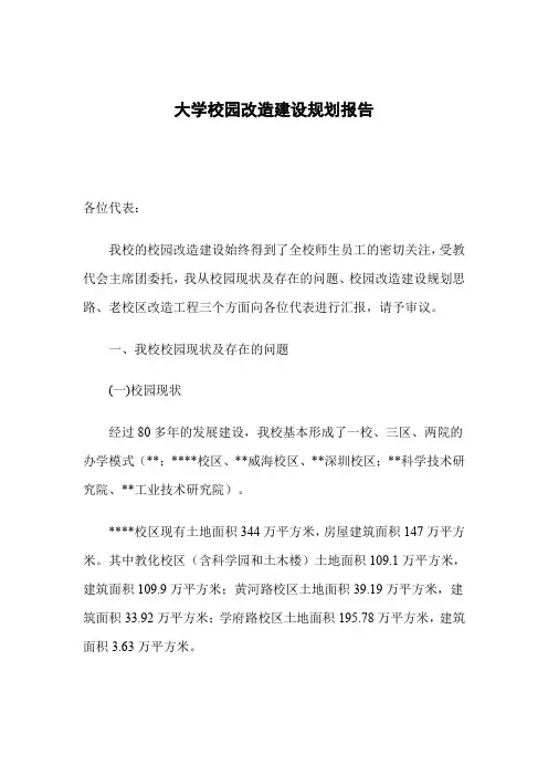 大学校园改造建设规划报告