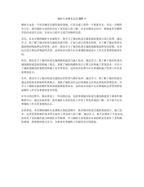 城轨专业期末总结300字