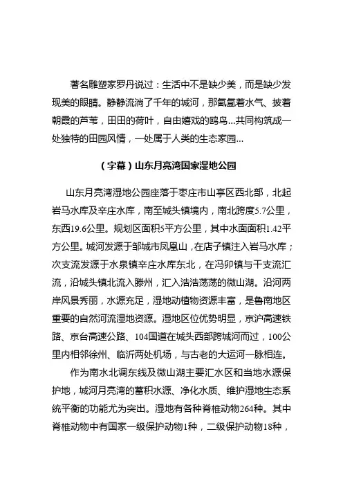城河国家水利风景区解说词