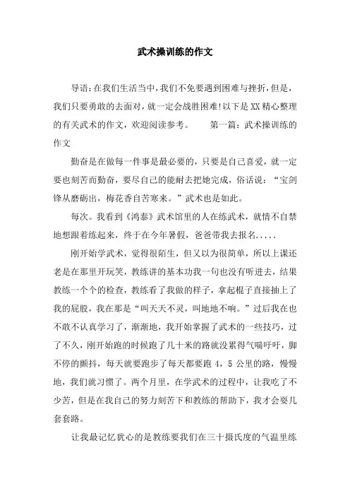 武术操训练的作文
