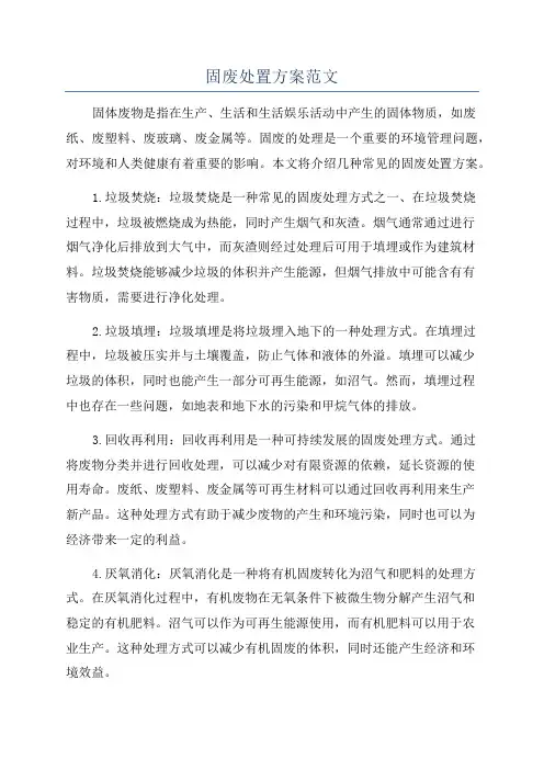 固废处置方案范文