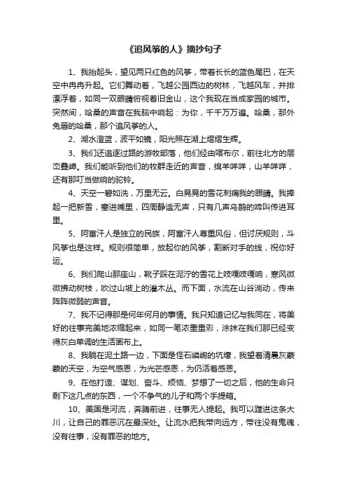 《追风筝的人》摘抄句子