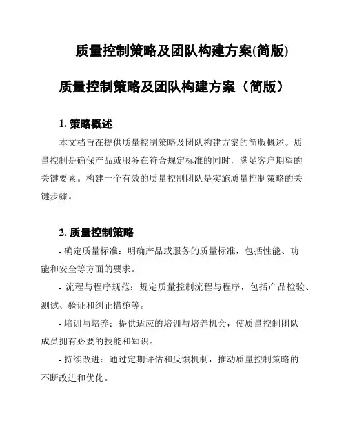 质量控制策略及团队构建方案(简版)